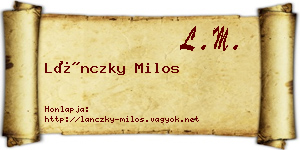 Lánczky Milos névjegykártya
